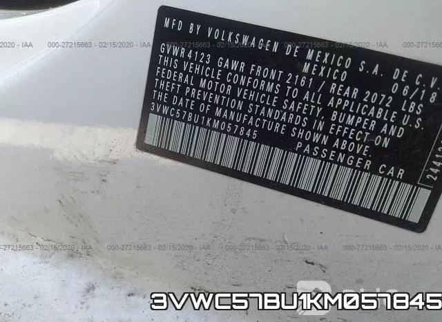 3VWC57BU1KM057845 фото 10