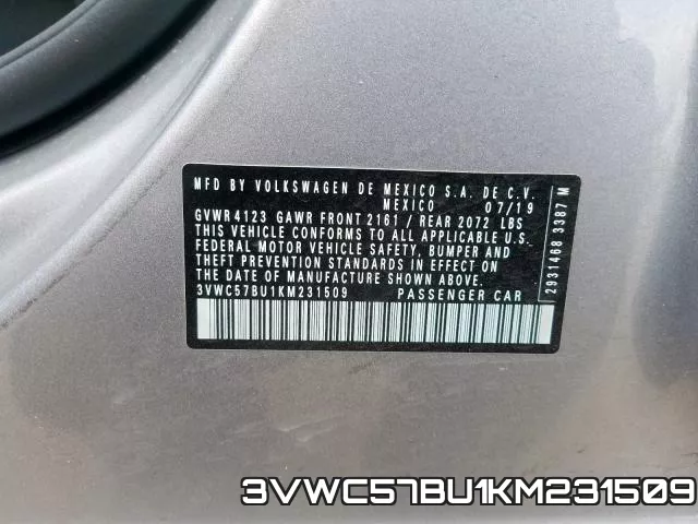 3VWC57BU1KM231509 фото 2