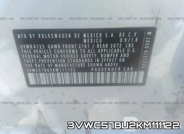 3VWC57BU2KM111122 фото 10