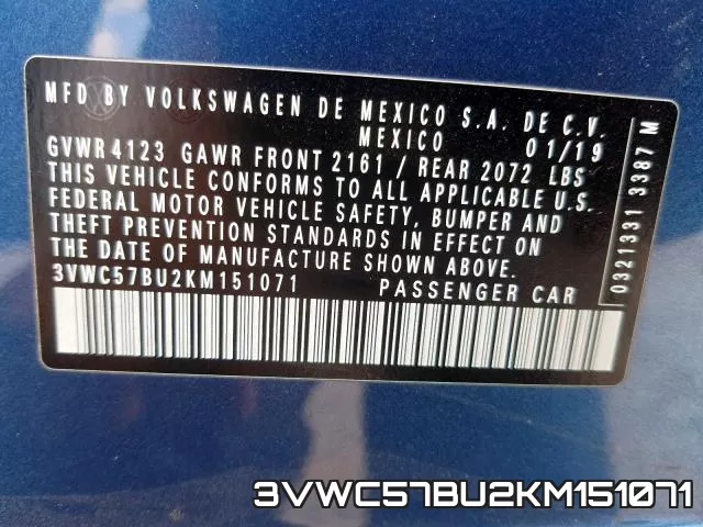 3VWC57BU2KM151071 фото 2