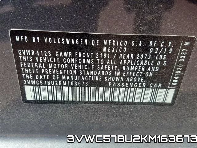 3VWC57BU2KM163673 фото 2