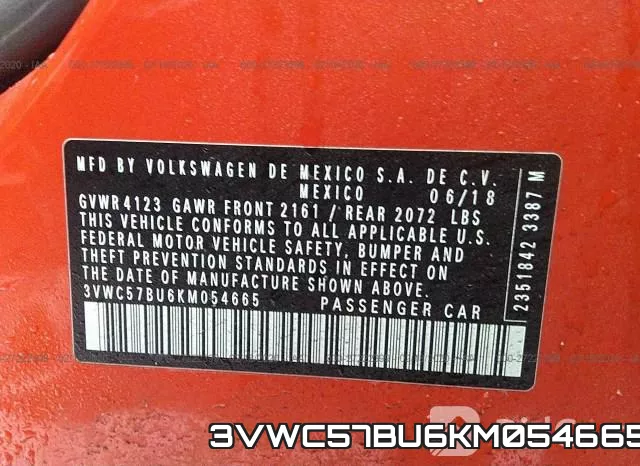 3VWC57BU6KM054665 фото 10