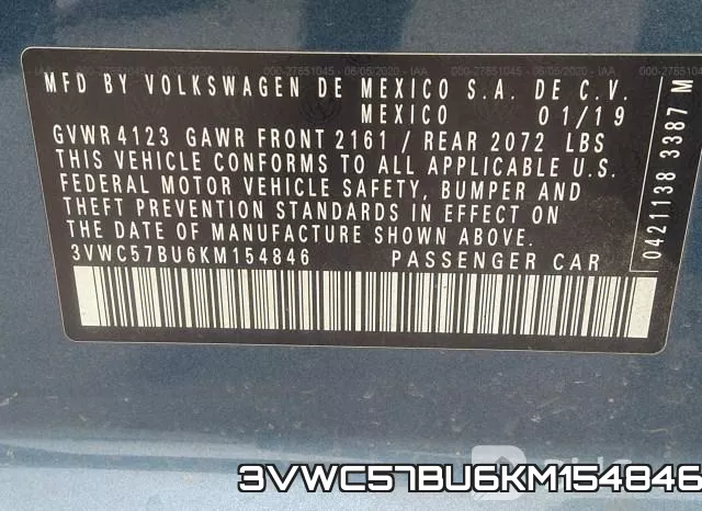 3VWC57BU6KM154846 фото 10