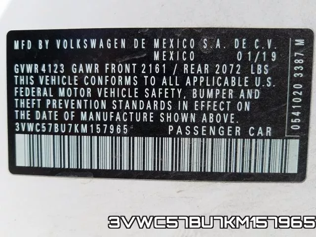 3VWC57BU7KM157965 фото 2