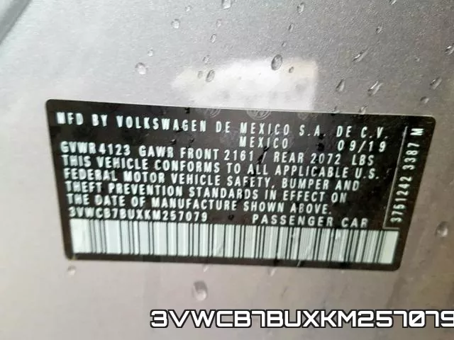 3VWCB7BUXKM257079 фото 2