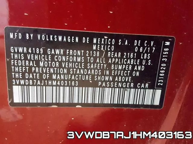 3VWDB7AJ1HM403163 фото 2