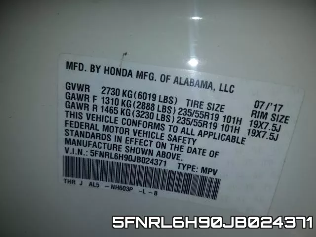 5FNRL6H90JB024371 фото 2