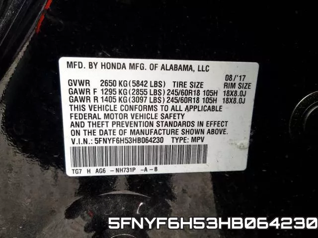 5FNYF6H53HB064230 фото 2