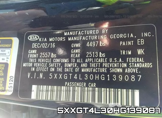5XXGT4L30HG139087 фото 10