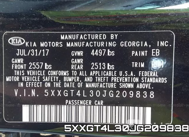 5XXGT4L30JG209838 фото 10