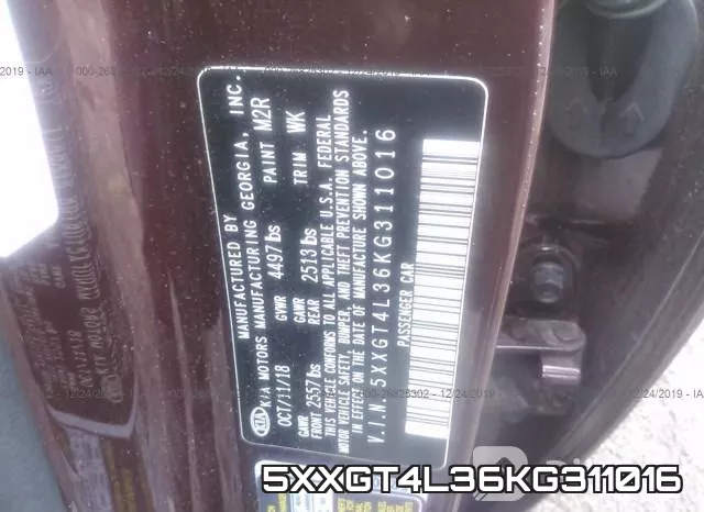 5XXGT4L36KG311016 фото 10