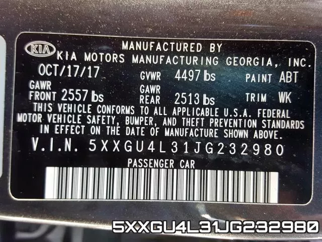 5XXGU4L31JG232980 фото 2