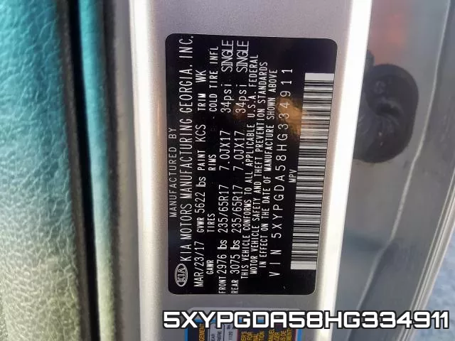5XYPGDA58HG334911 фото 2