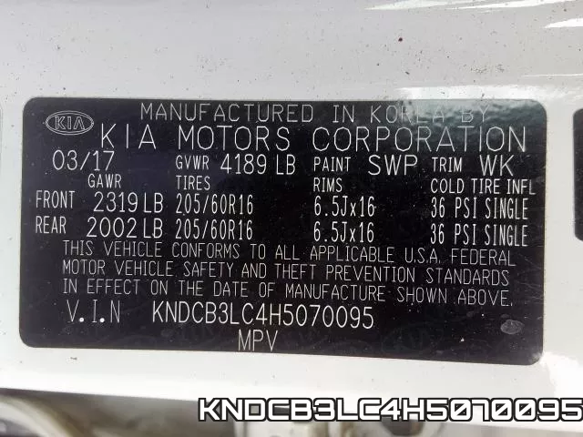 KNDCB3LC4H5070095 фото 2