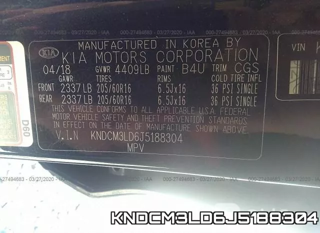 KNDCM3LD6J5188304 фото 10