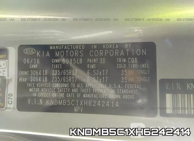 KNDMB5C1XH6242414 фото 10