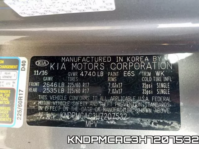 KNDPMCAC3H7207532 фото 2