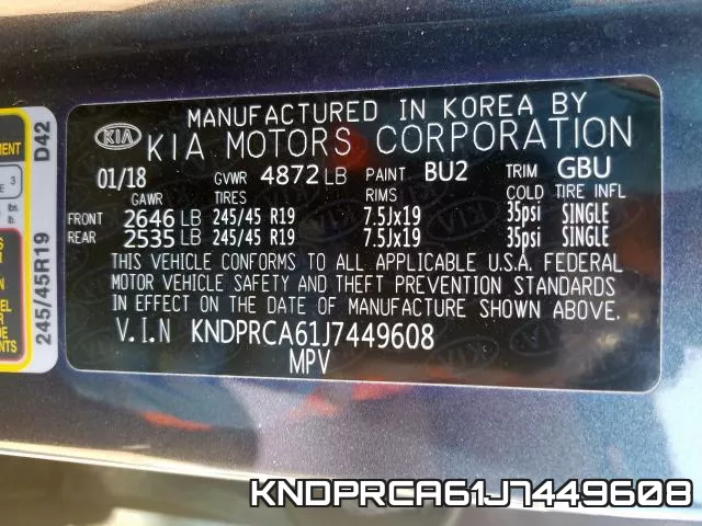 KNDPRCA61J7449608 фото 2