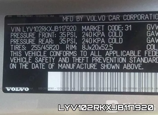 LYV102RKXJB117920 фото 10