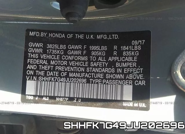 SHHFK7G49JU202696 фото 10