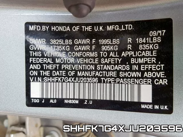 SHHFK7G4XJU203596 фото 2