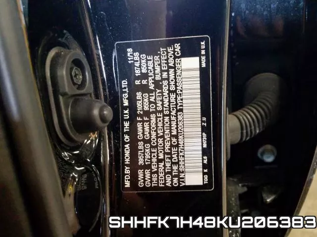 SHHFK7H48KU206383 фото 2