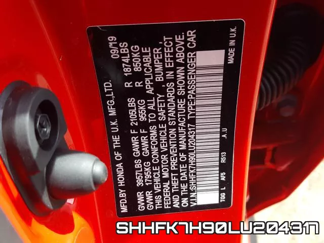 SHHFK7H90LU204317 фото 2