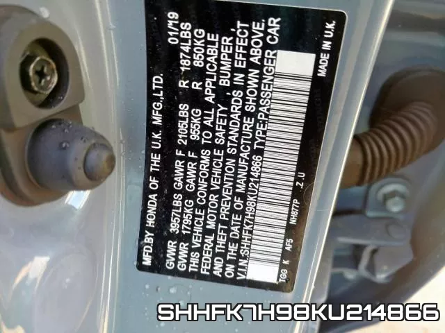 SHHFK7H98KU214866 фото 2