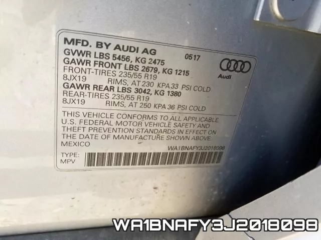 WA1BNAFY3J2018098 фото 2
