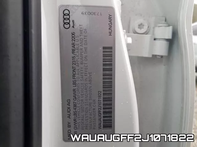 WAUAUGFF2J1071822 фото 2