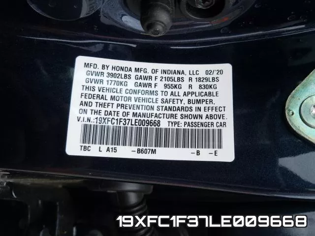 19XFC1F37LE009668 фото 2