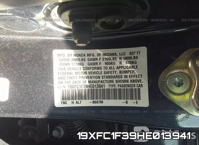 19XFC1F39HE013941 фото 10