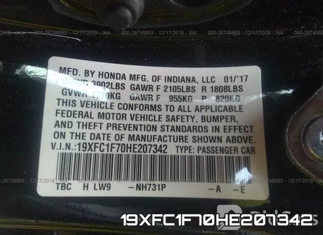 19XFC1F70HE207342 фото 10