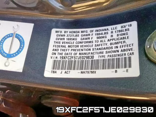 19XFC2F57JE029830 фото 2