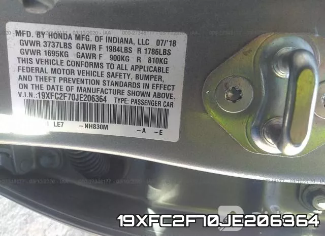 19XFC2F70JE206364 фото 10