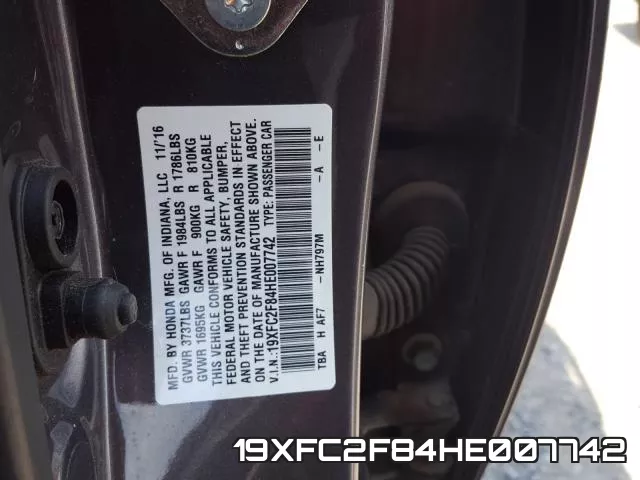 19XFC2F84HE007742 фото 2