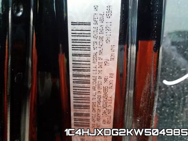 1C4HJXDG2KW504985 фото 2