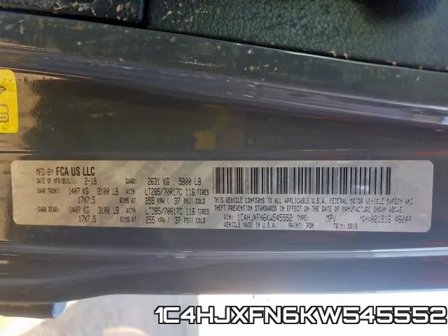 1C4HJXFN6KW545552 фото 2