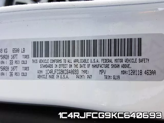 1C4RJFCG9KC640693 фото 2