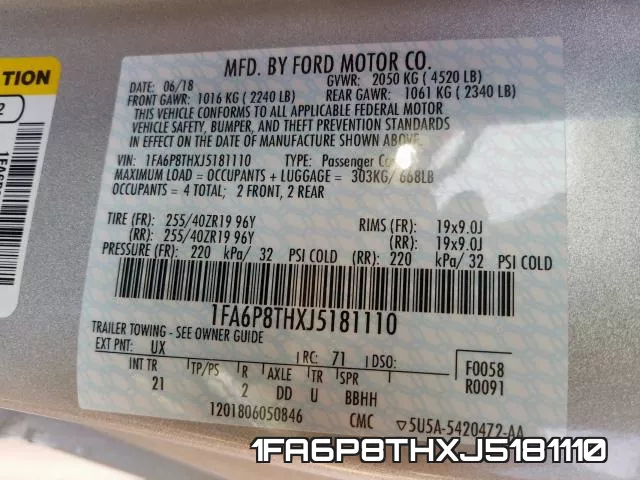 1FA6P8THXJ5181110 фото 2