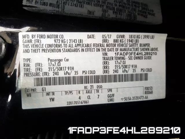 1FADP3FE4HL289210 фото 2