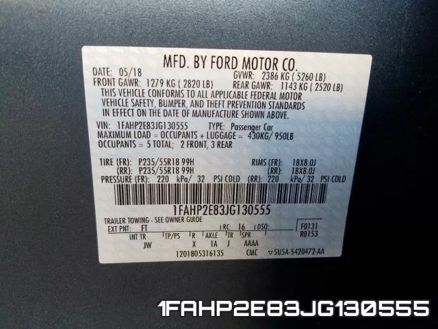 1FAHP2E83JG130555 фото 2