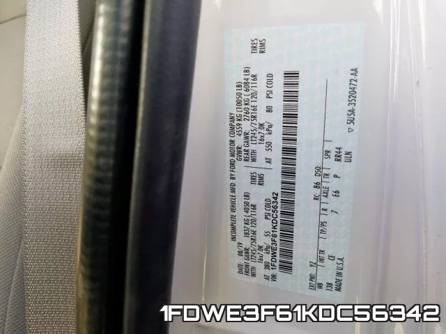 1FDWE3F61KDC56342 фото 2