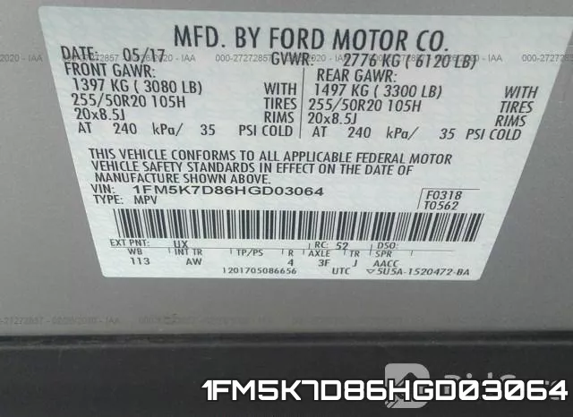 1FM5K7D86HGD03064 фото 10