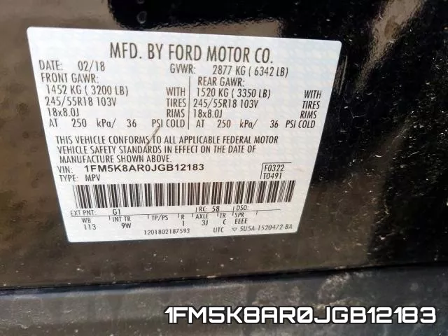1FM5K8AR0JGB12183 фото 2