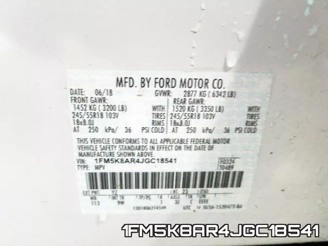 1FM5K8AR4JGC18541 фото 2