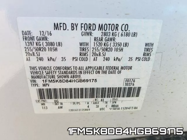 1FM5K8D84HGB69175 фото 2