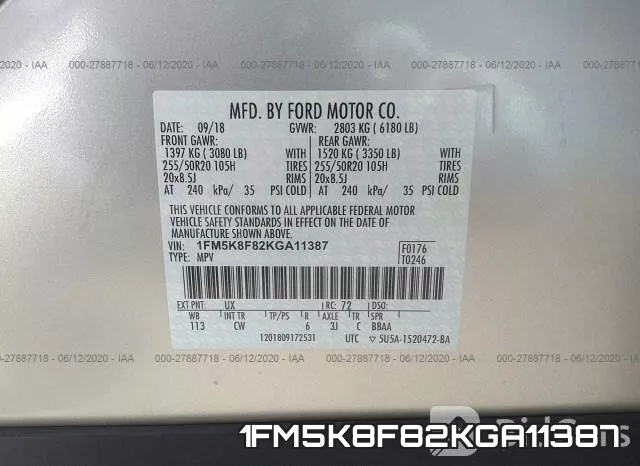1FM5K8F82KGA11387 фото 10