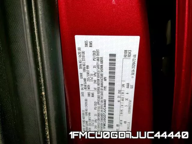 1FMCU0GD7JUC44440 фото 2