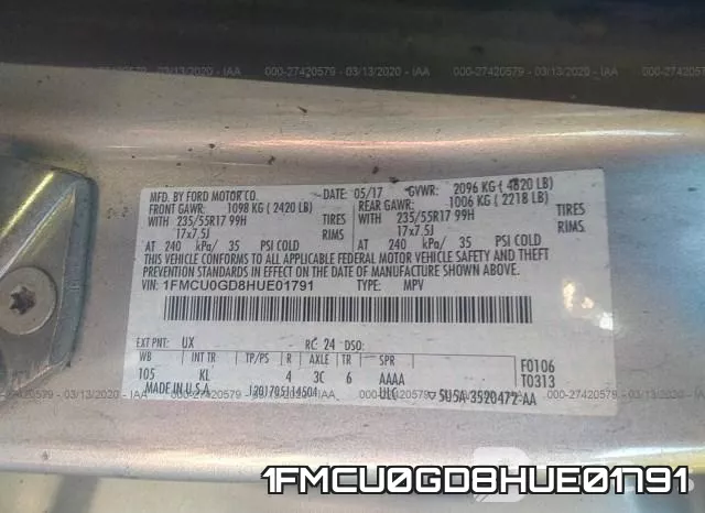 1FMCU0GD8HUE01791 фото 10